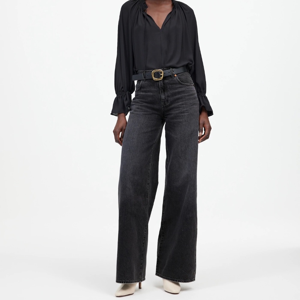 NWOT Madewell Petite Superwide Leg Jeans in Kingswood Wash (25P)
